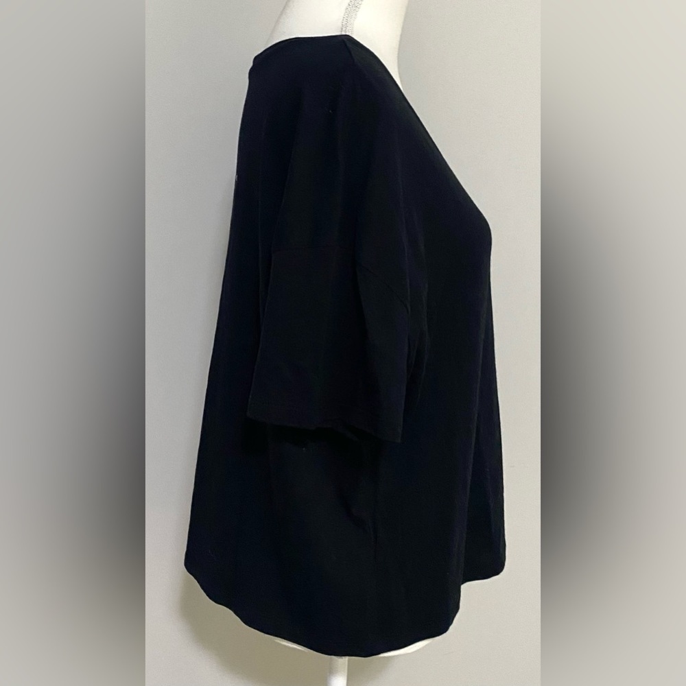 Old Navy Womens XL Solid Black Short Sleeve Oversized Crop Top Y2K Streetwear - Picture 4 of 9